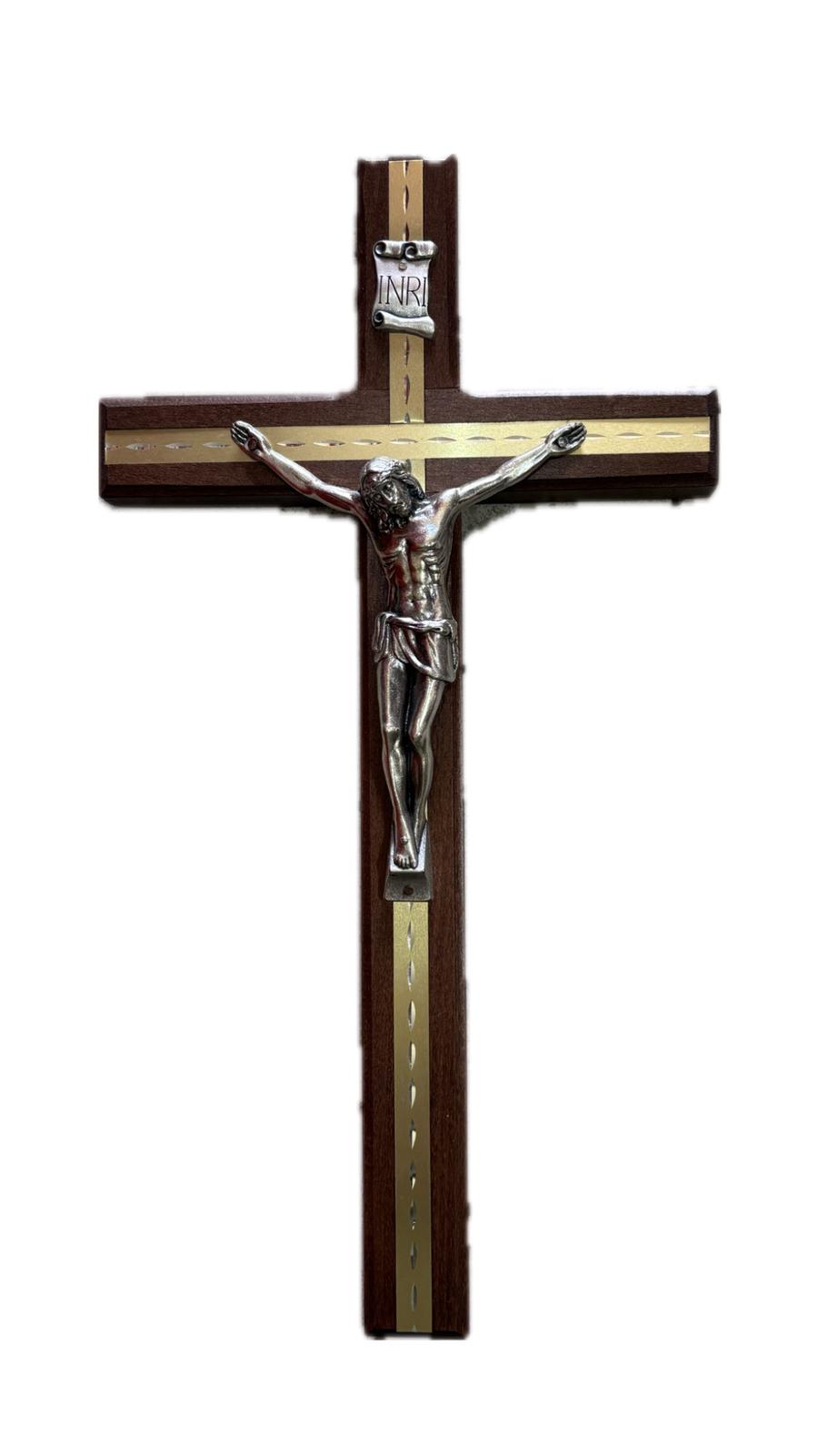 Križ od drveta s messingom 30x18 cm